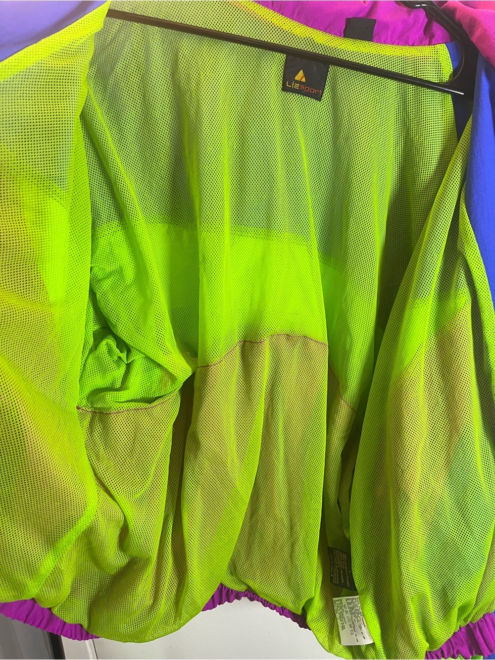 Vintage Liz Sport Neon Colorblock Windbreaker Jacket L 90s - Picture 10 of 12